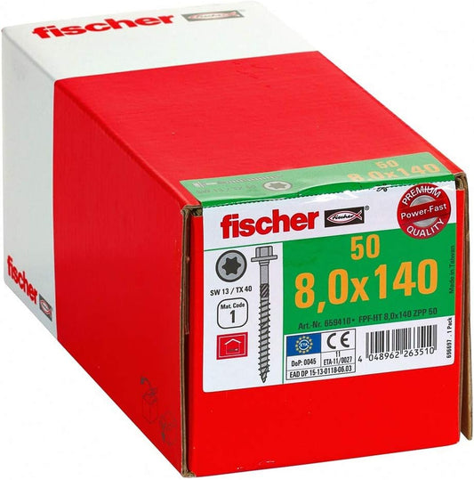 fischer Power-Fast 8,0×140 Holzbauschraube Sechskant TG 50 Stk