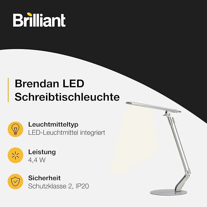 Brilliant Brendan LED Tischleuchte 6 W neutralweiß Titan