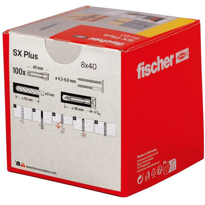 fischer SX Universaldübel 8×40 mm für alle Baustoffe 20 Stk
