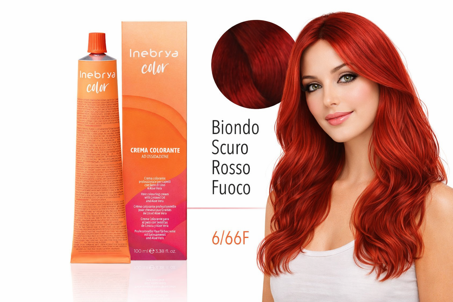 Inebrya Color 6/66F Dunkelblond Feuerrot Haarfarbe 100 ml