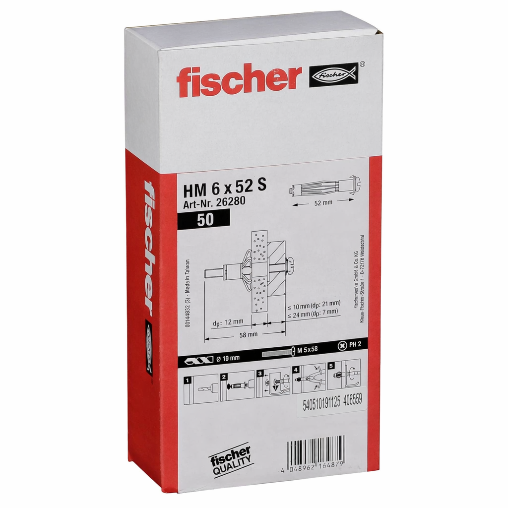 fischer Hohlraumdübel HM 6×52 PV Metall Plattenbaustoffe