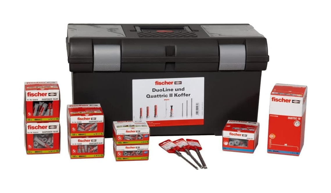 fischer DuoLine Quattric II Profi-Koffer Dübel Bohrer 603-tlg