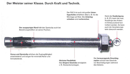 Fischer Bolzenanker FAZ II R 8/5 K A4, 50 Stück, 538990